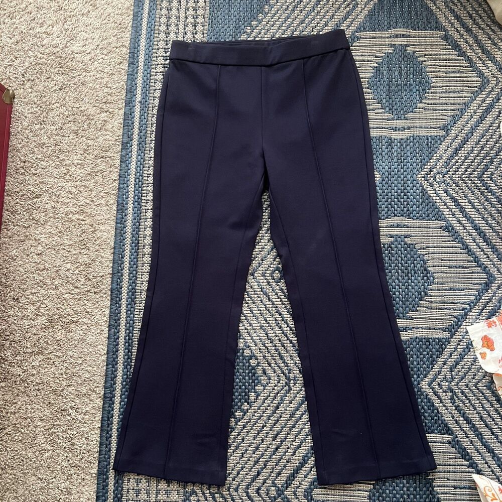 Dark academia minimalist J Crew size 10 pin-tucked true navy office siren pant